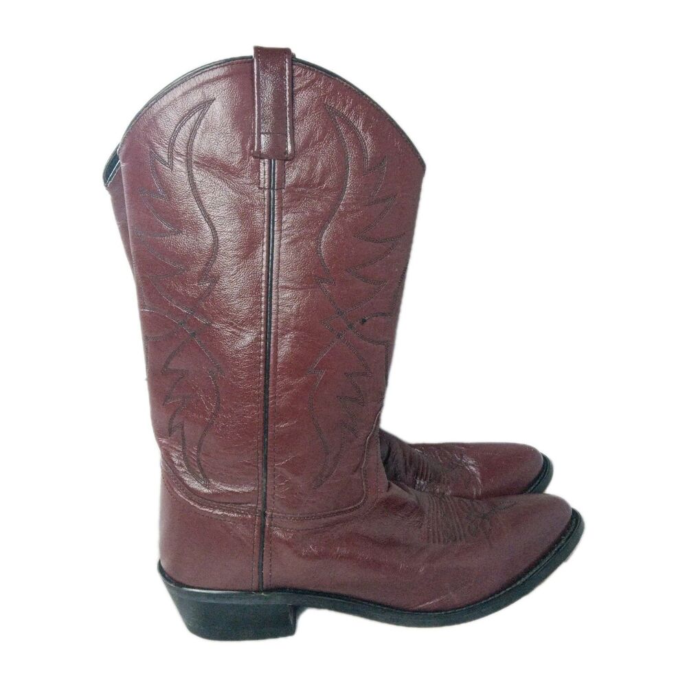 Old West Cowboy Boots Men’s Size 11 D Burgundy Wine Leather SCM7013
